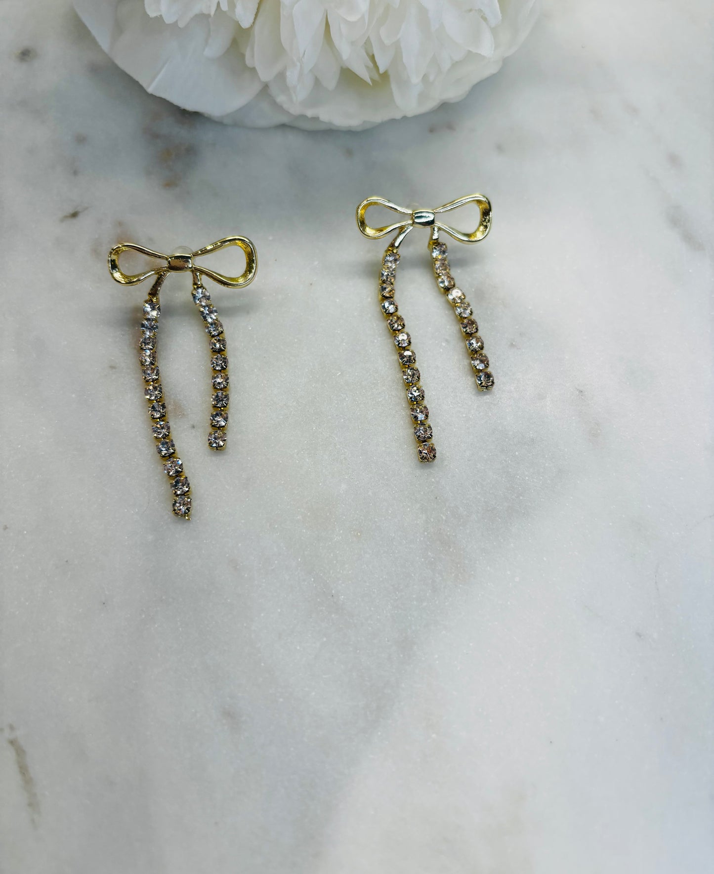 My Gold Rhinestone Bows Earrings