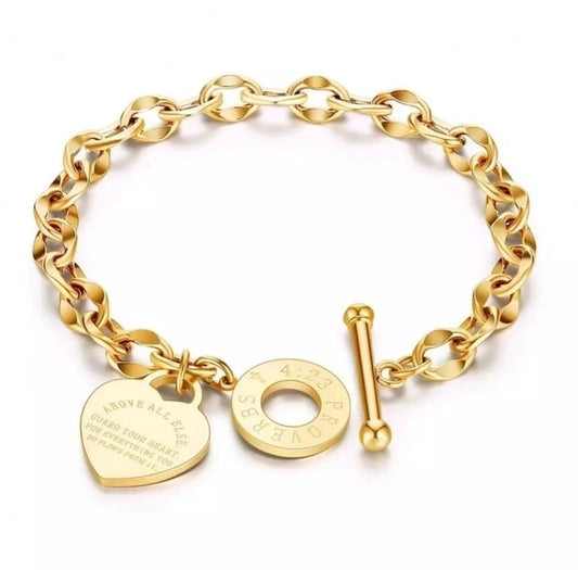 Proverbs 4:23 Bracelet - Gold