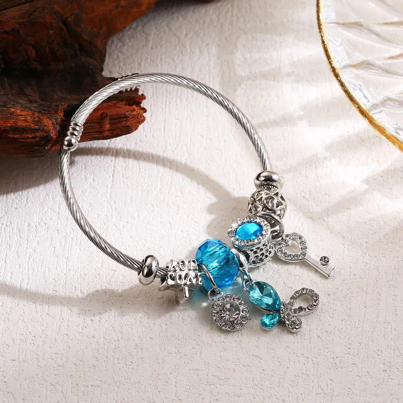 Blinged Butterfly Love Bracelet - Blue