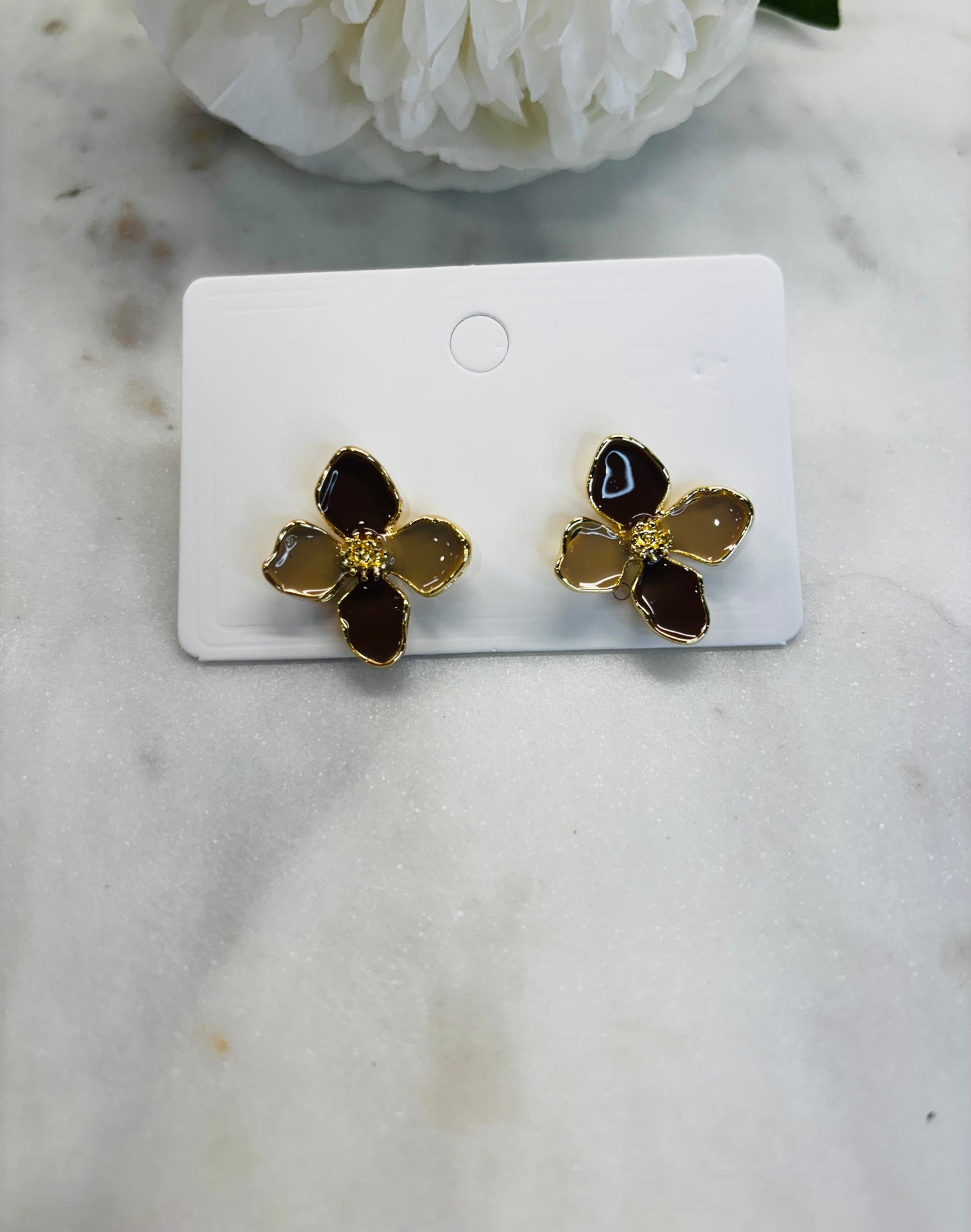 Pretty Petals Earrings - Coffee