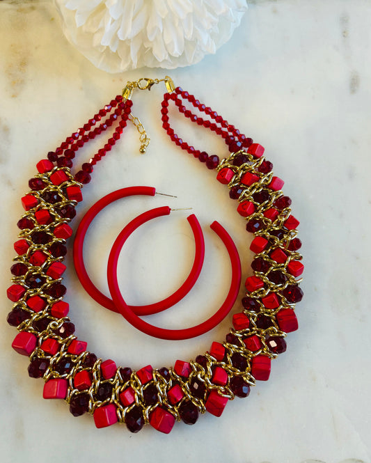 I’m Confident Necklace Set Red