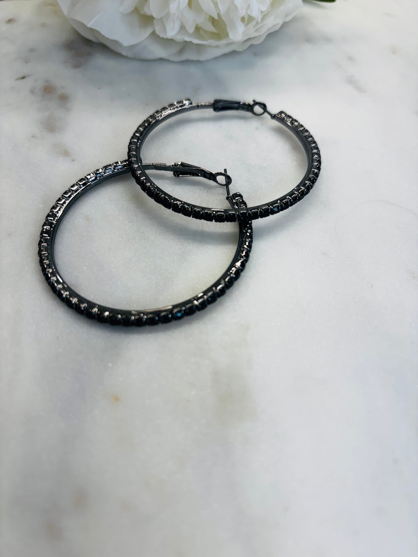 Hoop Girl/Black Rhinestone Hoops