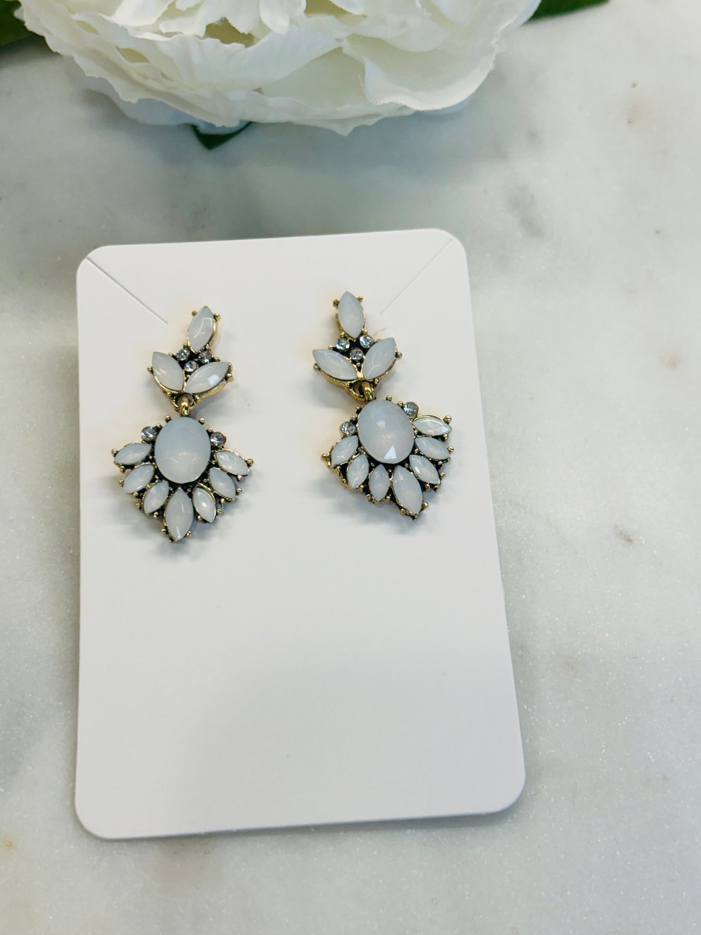 Small Bling Earrings - White