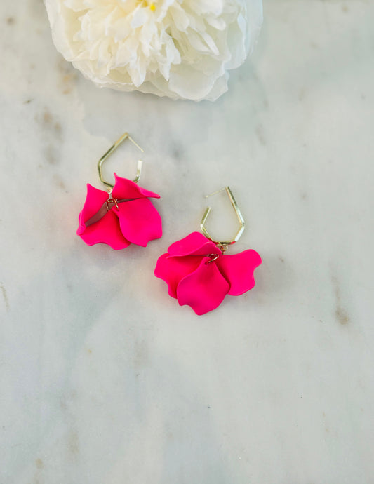 Mini Falling For You Earrings Hot Pink