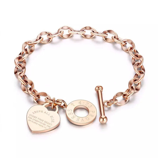 Proverbs 4:23 Bracelet - Rose Gold