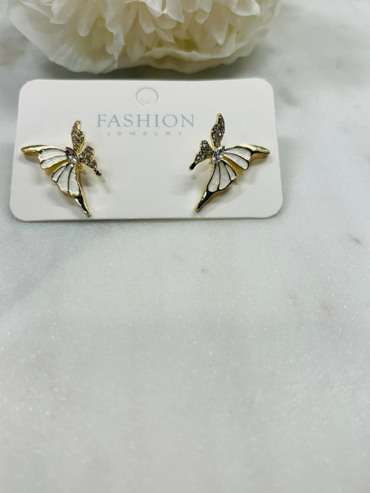 White Butterfly Studs