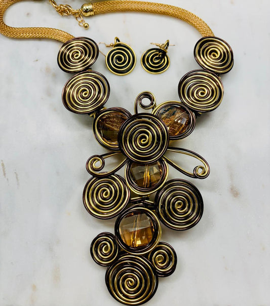 I'm Stepping Out Necklace Set - Brown