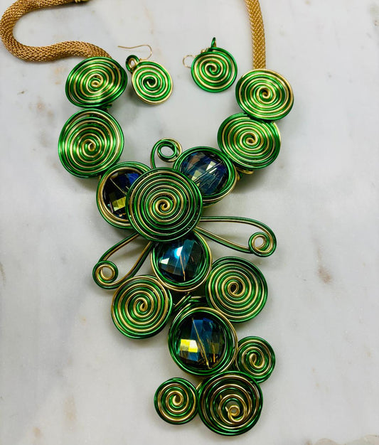 I'm Stepping Out Necklace Set - Green